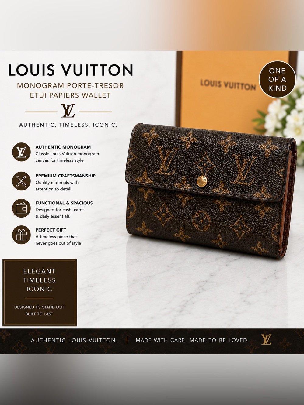 VINTAGE LOUIS VUITTON Monogram International Porte Tresor Etui Papiers Wallet
